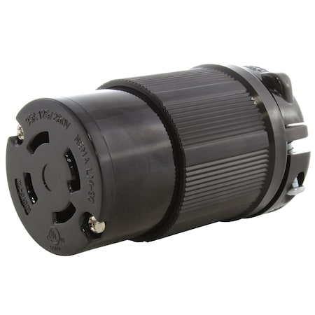Ac Works Locking Connector, L14-30R, 30 A, 125/250V AC, Single Phase, 3 Pole, Black ASL1430R-BK